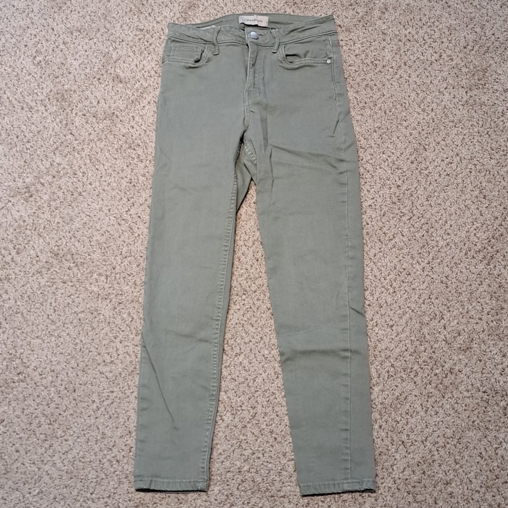 CALVIN KLEIN sage green high rise ankle skinny jeans, 27